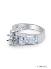 18K White Gold Diamond Princess Cut Semi-Mount Engagement Ring (1.20 ct)